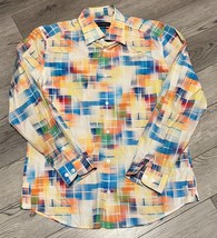 Jhane Barnes Tailord Fit Long Sleeve Geometric Shirt Size Medium Spring Summer - £26.97 GBP