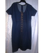 Starwear denim  jean dress  leather accent size large  - $47.50