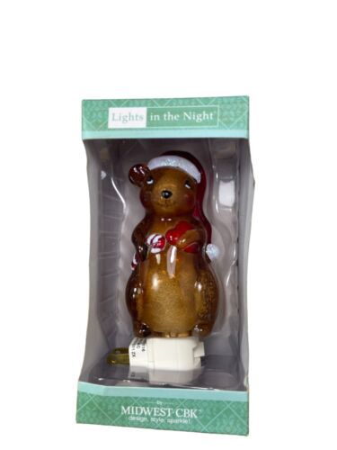 Midwest Candy Cane Mouse Night Light Christmas Decor Gift Boxed Mice - $13.50