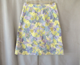 J. Jill skirt A-line knee length 4P yellow purple floral watercolor 100%... - £11.23 GBP