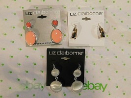Liz Claiborne Women's Round Oval & Gold Drop Earrings 3 Pair All NEW - $35.61
