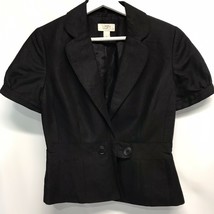Loft Linen Jacket Top Short Sleeve Black EPOC SZ 2 - £12.18 GBP