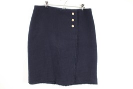 Talbots 12 Navy Blue Cotton Wrap-Style Fringed Skirt - £21.25 GBP