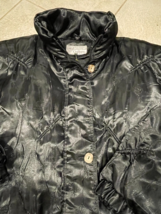 Vintage Gallery Black Long Down Filled Puffer Coat Zip and Button Large - $605.65 MXN