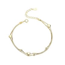 Elegant 925 Sterling Silver Bracelet - Multiple Love Heart Charm - Gold ... - £24.94 GBP