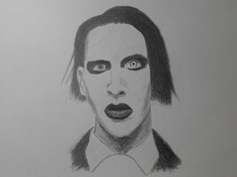 Marilyn Manson Pencil Drawing 9x12 Original Portrait Sketch - £22.23 GBP