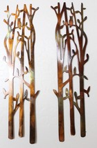 Set of Two Birch Trees Panels Metal Wall Art 24&quot; x 6&quot; Copper/Bronze Plated - £42.52 GBP