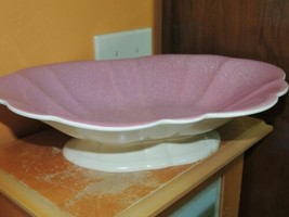 Art Pottery 13+&quot; Cowan Pottery Oblong Bowl Dish Vintage Pink &amp; Cream Mid... - £13.36 GBP