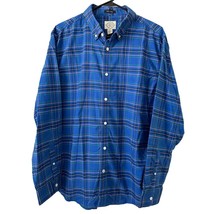 St John&#39;s Bay Shirt XL Extra Large Easy Care Button Down Blue Plaid Cott... - £9.31 GBP