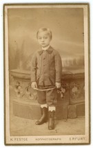 Antique CDV Circa 1870&#39;S Adorable Little Boy in Suit Karl Festge Erfurt Germany - £7.46 GBP