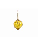 Yellow Japanese Glass Ball Fishing Float With Brown Netting Decoration 6&quot;&quot; - €29,16 EUR
