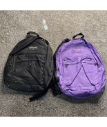(2) EastWest East West Backpacks 1 Black 1 Purple Approx 15”x12” Canvas - €12,86 EUR