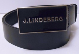 J LINDEBERG Men&#39;s BELT Black Leather SPELL OUT Buckle Made in Italy 36 - £102.54 GBP