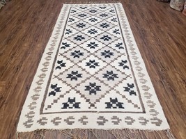 Antique South American Blanket 4x8 Wool Handwoven Handmade Flatweave Runner Rug - £402.87 GBP