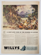 1944 Willys Jeeps Motor Car Trucks Vintage Print Ad Military Men Shirtless - £7.95 GBP