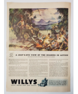 1944 Willys Jeeps Motor Car Trucks Vintage Print Ad Military Men Shirtless - £7.79 GBP