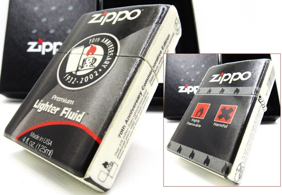 70th Anniversary 1932-2002 Lighter Fluid Tin Full Wrapped Zippo MIB Rare - £121.09 GBP