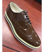 Men&#39;s Coffee Patent Fashion Sneakers  - £79.13 GBP