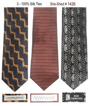 Three Silk Ties - Jhane Barnes, Perry Ellis &amp; Ron Chereskin 100% Silk Neckties - £11.95 GBP