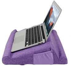 Duo Multifunctional Memory Foam Laptop Stand with 2 Pockets in Purple - £154.87 GBP