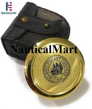 NauticalMart Brass Marine Pocket Compass With Leather Case - £23.15 GBP