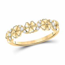 10kt Yellow Gold Womens Round Diamond Flower Band Ring 1/8 Cttw - £206.50 GBP