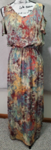 Nine West Maxi Dress Womens Sz 4 Multi Floral Pleated Lined Cold Shoulde... - £20.19 GBP