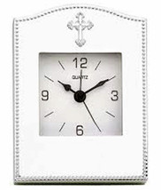 Reed and Barton Abbey Silverplate Wall Clock Cross Top &amp; Beaded Border #4716 NEW - £23.65 GBP