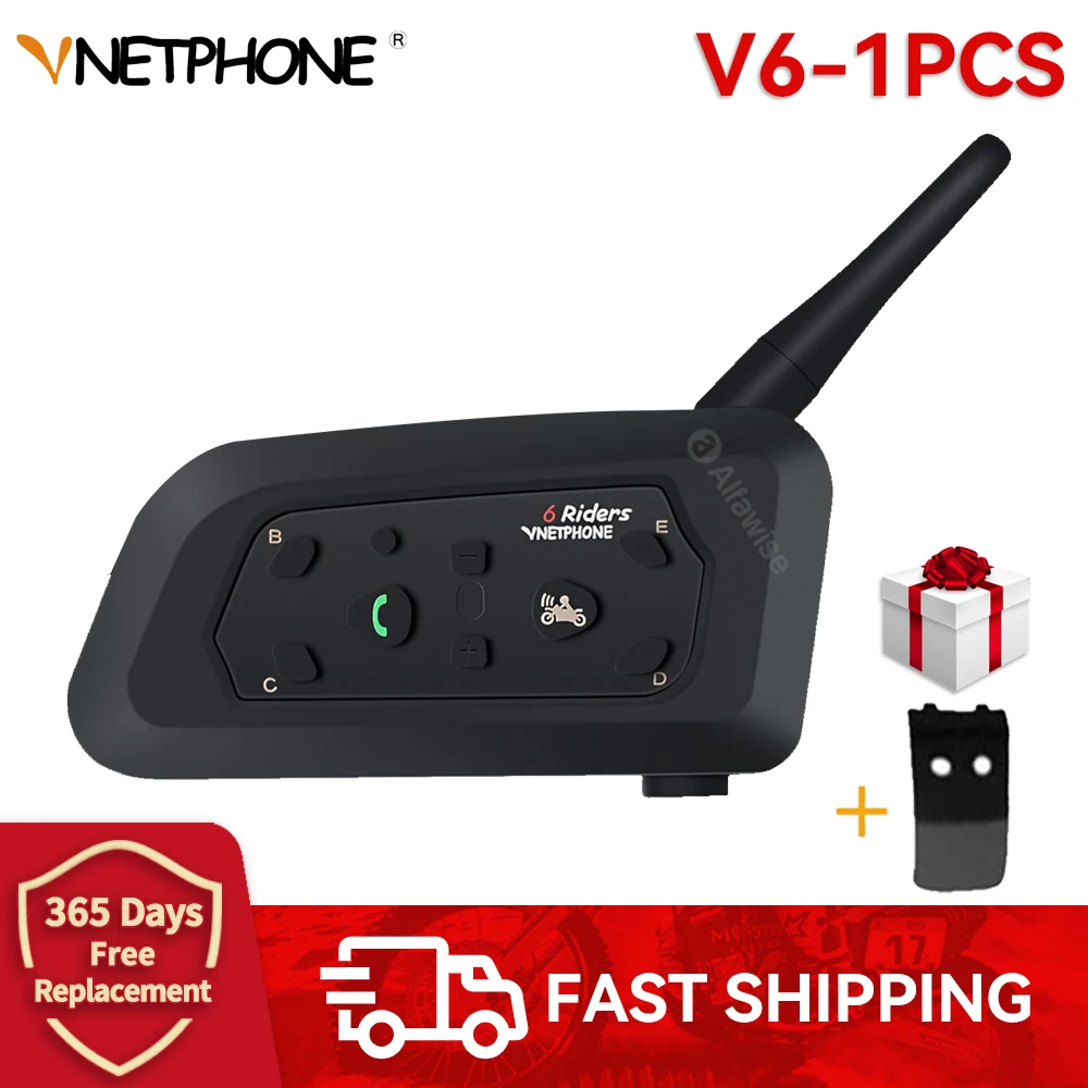 Vnetphone V6 6 Riders Waterproof Bluetooth Motorcycle Helmet Intercom Headset IP - £157.81 GBP