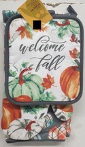 5Pc Kitchen Set:2Pot Holders 1Oven Mitt&amp;2Towels Harvest Pumpkins Welcome Fall Mb - £23.96 GBP