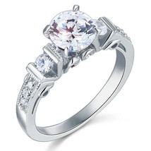 1.25 Ct Round Created Three Stone Vintage Style Solid 925 Silver Promise Ring - £53.90 GBP
