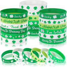 42Pcs St. Patrick'S Day Silicone Bracelets, Green Shamrock Rubber Wristb... - $14.77