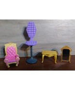 Dollhouse Playset Furniture Plastic 4pcs Monster High Chair Table Mirror... - $14.00