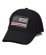 Fire Department Firefighters Red Line USA American Flag Black Adjustable... - £8.30 GBP