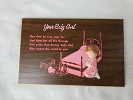Vintage Your Baby Girl Wooden Wall Hanging Plaque 8.5&quot; x 5.5&quot; - £19.01 GBP