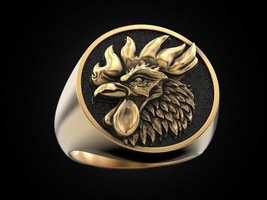 Rooster Ring Chicken Ring Rooster Handmade Ring Gold Silver  - £129.89 GBP