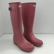 HUNTER Tall Rain Boots 7 Pink Knee High Rubber Galoshes Water Protection Tested - £31.76 GBP