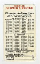 1940's Gloucester Yorktown Ferry Summer &amp; Winter Schedule Card - $39.65