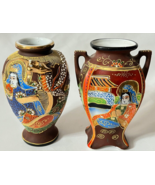 2 Vintage Japanese Moriage Hand Painted Enameled Immortal Vases Marked J... - $661.36 MXN