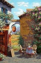 Viktor Shvaiko &quot;Il Giardino&quot; Garden cafe floral Hand Signed# Embellished Canvas - £759.03 GBP