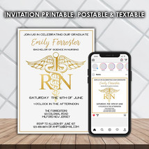Nurse Invitation &amp; Social Media Post Template - Graduation Party - Edita... - $11.99