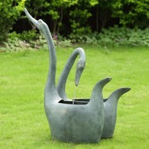 Graceful Mute Swan Lovers Bird Couple Water Fountain and Planter Garden ... - $379.99