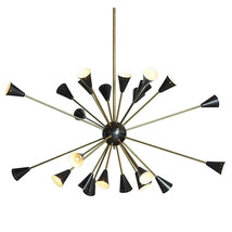 Stilnovo Style 24 Light Mid Century Brass Sputnik chandelier light Fixture - £534.76 GBP