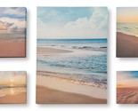 Beach and Ocean Wall Prints Set of 5 Stretched Canvas over Frame Neutral... - $74.24