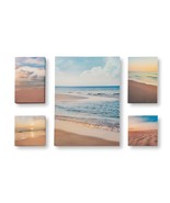 Beach and Ocean Wall Prints Set of 5 Stretched Canvas over Frame Neutral... - £58.66 GBP