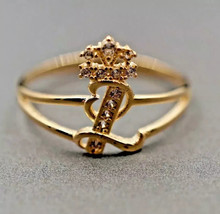 2Ct Round Cut Lab-Created Diamond Initial &quot;L&quot; Fancy Ring 14K Yellow Gold Plated - $118.27