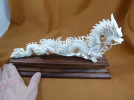 DRAG-15) mythical Dragon shed ANTLER figurine Bali detailed carving love... - $310.65