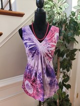 Apt. 9 Womens Purple Tie Dye 100% Polyester V Neck Sleeveless Top Blouse Size L - £19.30 GBP