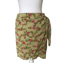 Accomplice Vintage 90s Women&#39;s Faux Wrap Floral Skirt Size S 28&quot; Waist Green - £25.66 GBP