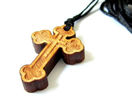 Christian Orthodox Religious Pendant Necklace with Wood Cross / 59